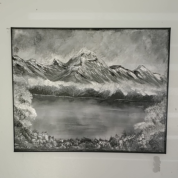 Other - Acrylic Black and White Mountain Scene